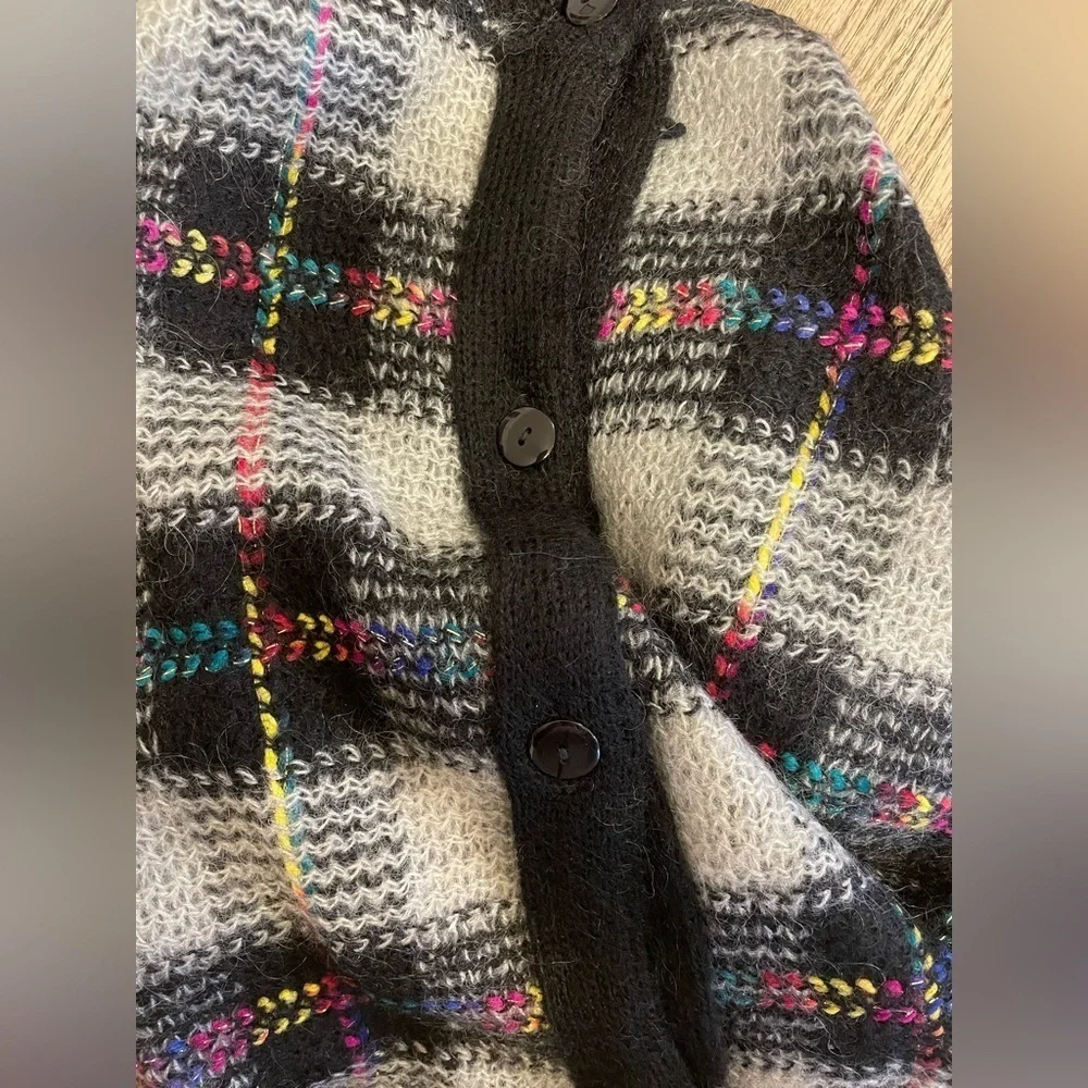 One Step Up Multicolor Checkered Long Sleeve Cardigan Sweater Size M